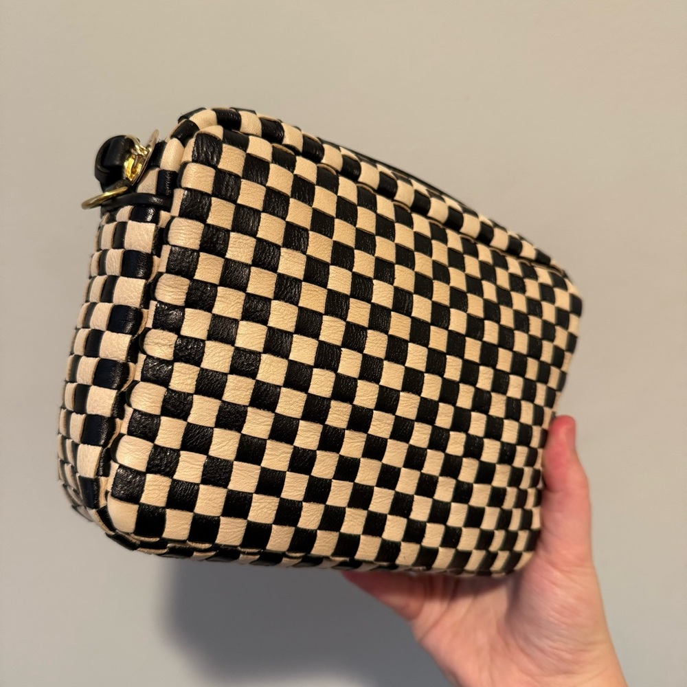 NWOT Clare V black and white woven Midi Sac Crossbody Leather Bag